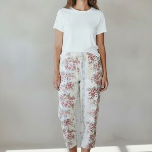 Ralph Lauren vintage Cropped Floral Drawstring sleep cotton Pants size medium
